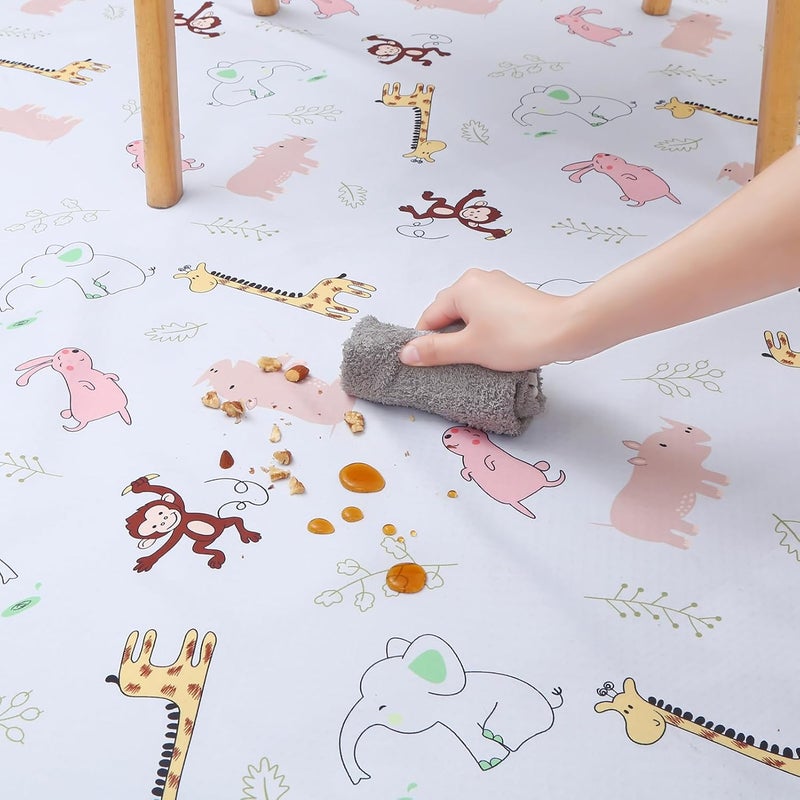 CLCROBD Baby Splat Floor Mat for Under High Chair/Arts/Crafts by , 51" Waterproof Anti-Slip Food Splash Spill Mess Mat, Washable Floor Protector Mat and Table Cloth - Image 3